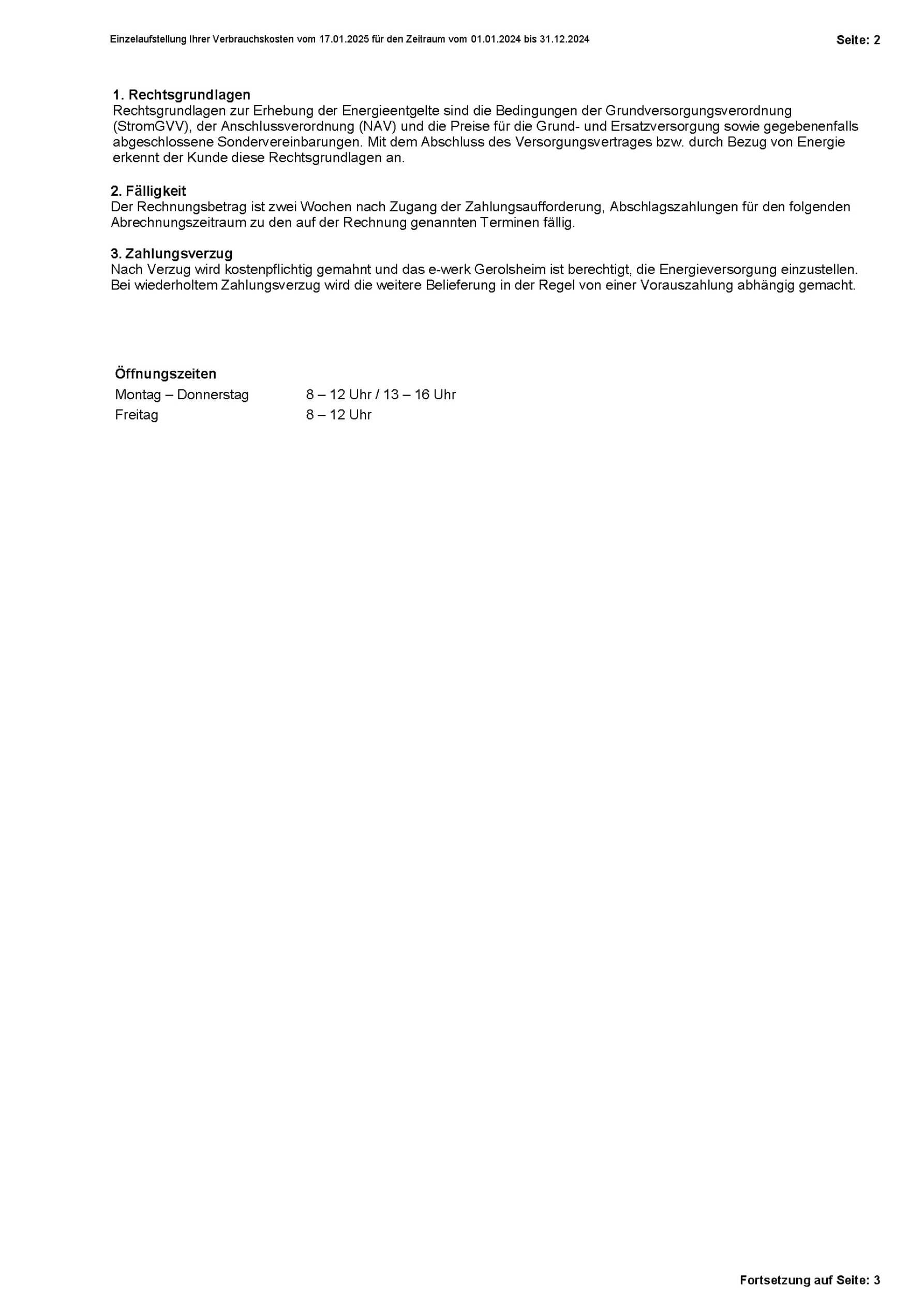 Stromrechnung Seite 2